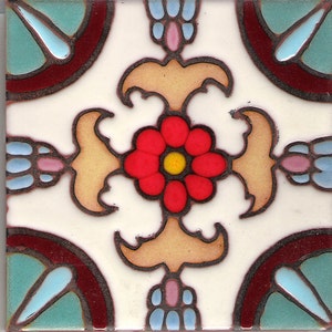 Spanish Revival Moorish 6X6 Tile Pattern ~ Khalik Malibu-Tile Design~ Spanish Tiles, Ceramic Tile, Pool Waterline (Price per 4 = 1 sqft)