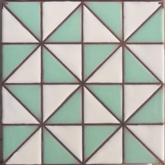 Modern Handpainted Tile 6x6 Pinwheel Tile Design Kitchen Etsy