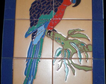Spanish Tile mural ~ Catalina Parrot