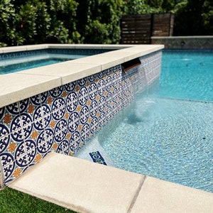 Spanish Pool Tile Molly Decorative Design 6x6 Kitchen Backsplash Waterline or Hot Tub Wall Bathroom Wainscoat  (PRICE PER 4 PIECES) *