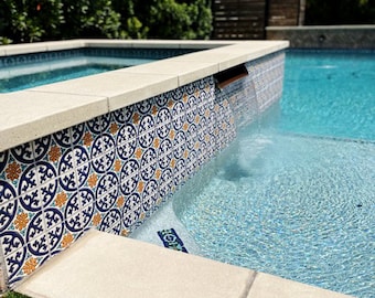 Spanish Pool Tile Molly Decorative Design 6x6 Kitchen Backsplash Waterline or Hot Tub Wall Bathroom Wainscoat  (PRICE PER 4 PIECES) *
