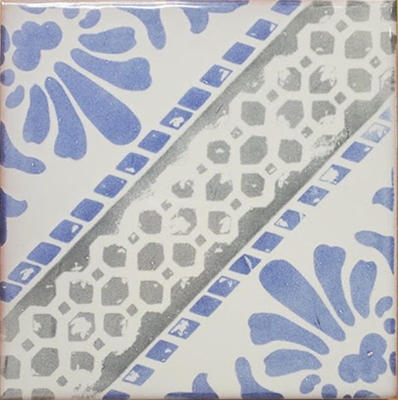 Hand printed modern ceramic tile