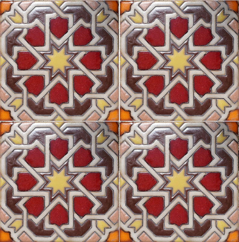 Decorative Handpainted Tile 6x6 Marakesh Moorish Tile Etsy
