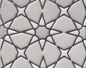 Hand-Glazed Moorish Star Ceramic Tile: Pool & Hottub Accent (1 SQFT)