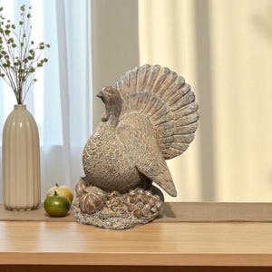 Handmade Turkey Sculpture – Resin Fall Decor – Thanksgiving Turkey for Mantle or Table – Autumn Gift Idea Holiday gift for home