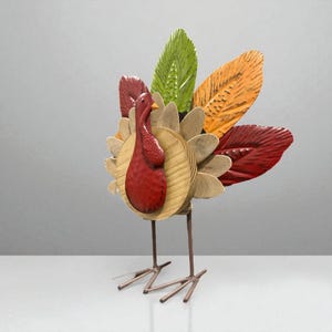 Wooden Turkey Table Decor – Handmade Thanksgiving Centerpiece – Fall Season Home Accent – Rustic Farmhouse Holiday Ornament Cozy Holiday
