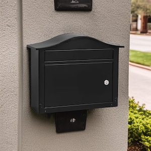 Black Steel Mailbox with Lock | Secure Rustproof Wall Mount Post Box with Keys Outdoor Durable Mail Holder Secure Outdoor wall Mount Mailbox