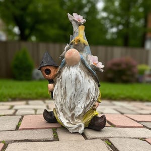 Magical Woodland Gnome – Plastic Druid Figure with Cloak and Staff, Hand Painted Fantasy Decoration for Home, Garden or Sacred Space
