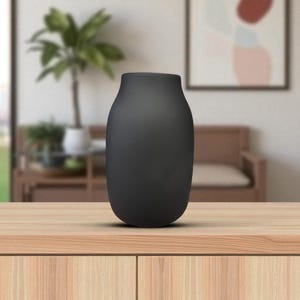 Wabi Sabi Matte Black Vase – Handmade Pottery Vessel for Dried Florals or Table Centerpiece, Modern Japandi Ceramic Decor