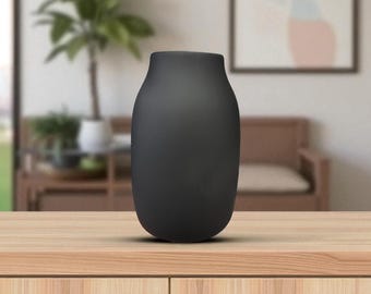 Wabi Sabi Matte Black Vase – Handmade Pottery Vessel for Dried Florals or Table Centerpiece, Modern Japandi Ceramic Decor