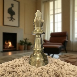 Brass Chess King Sculpture | Handmade Metal Decor | Masculine Gift Idea | Office Shelf Accent | Elegant Home Statement Piece