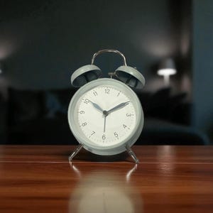 Retro Alarm Clock Handcrafted in Grey or Blue | Loud Bell Twin Hammer | Vintage Desk Clock for Bedroom or Office | Wind-Up Gift Idea