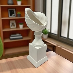 Ocean Shell Figurine | Plaster Shell on 4x4 Stand | Coastal Art Piece | Serene Beach Decor | Neutral Modern Sculpture for Home