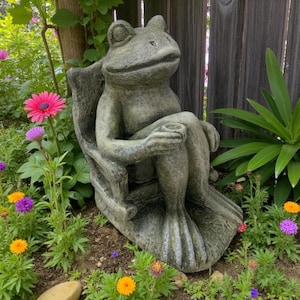 Handmade Frog Garden Statue – Concrete Sculpture for Home or Outdoor Decor – Unique Amphibian Figurine Gift for Nature Lovers