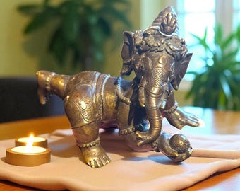 ブロンズ彫刻 象 ブロンズ彫刻の象の像、インドの手工芸品、美術愛好家への贈り物、動物