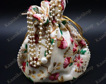 Designer Indian Embroidery Potli Bag, Bridal Potli Bag, Handbag, Single Color