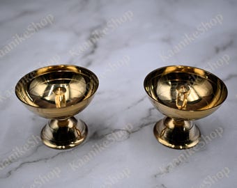 Deep Brass Pyali Diya, Religious Oil Lamp for Home Mandir, Diwali & Puja Essential Oil Lamp, Return Gift