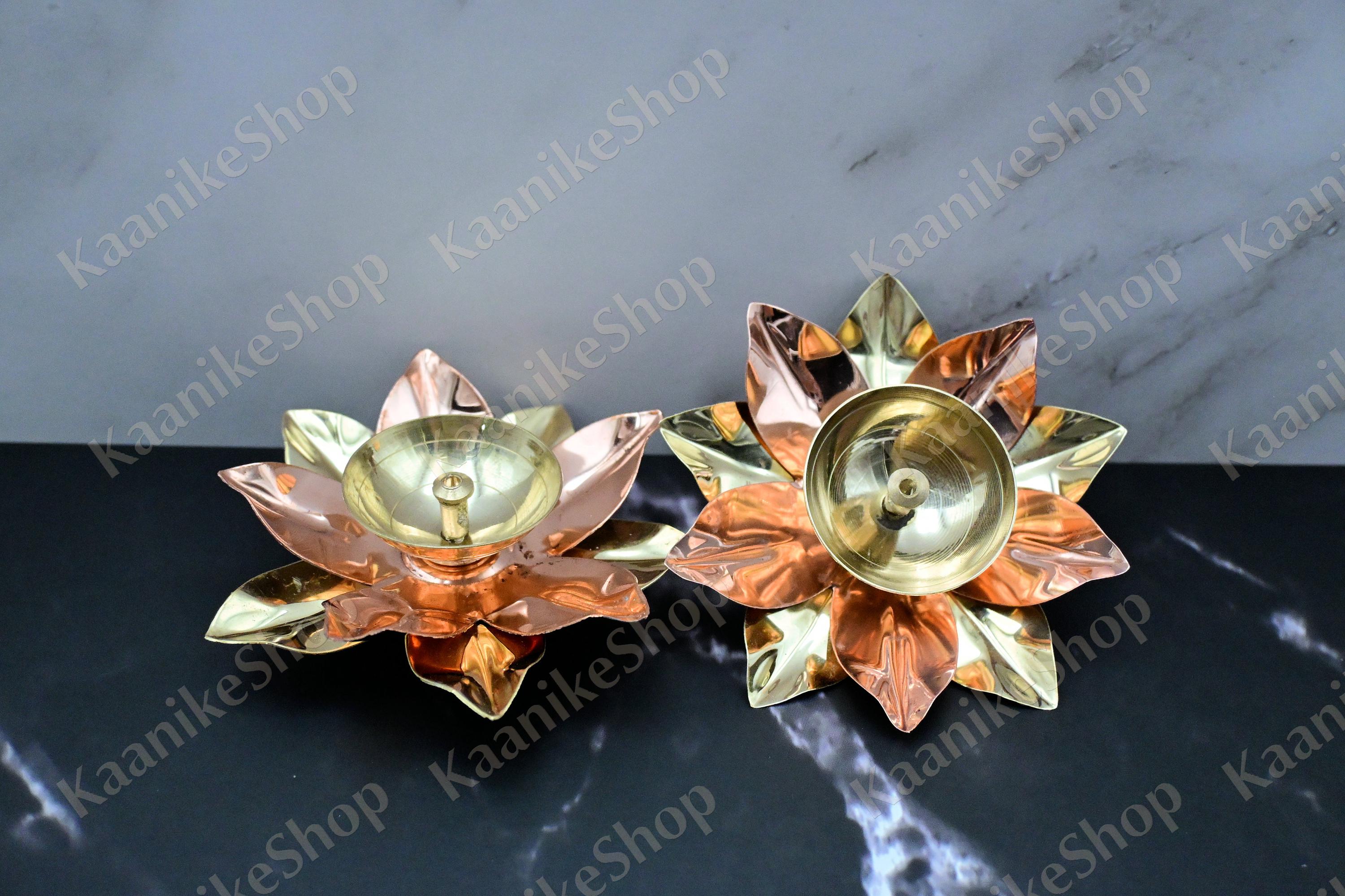 Handcrafted Brass Lotus Diya, Diwali Gift, Vilakku, Single or Pack