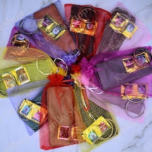 Thamboolam Kit, Ready to Give Thamboolam Combo: Designer Blouse piece, Pasupu, Haldi Kumkum in Organza bag- Perfect for any Pooja, Essential