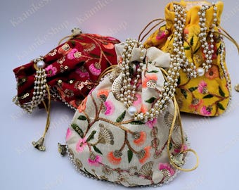 Designer Indian Embroidery Potli Bag, Bridal Potli Bag, Handbag