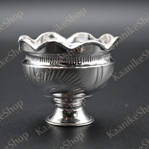 Small Silver Prasadam Bowl, Pure Silver Kumkum, Haldi, Akshantalu Gift Bowl for Puja & Temple Decor