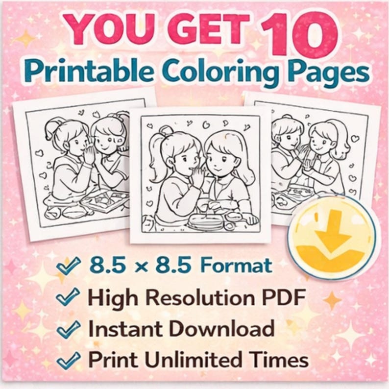 Best Friends Coloring Pages Printable – 10 Cute BFF Friendship Coloring ...
