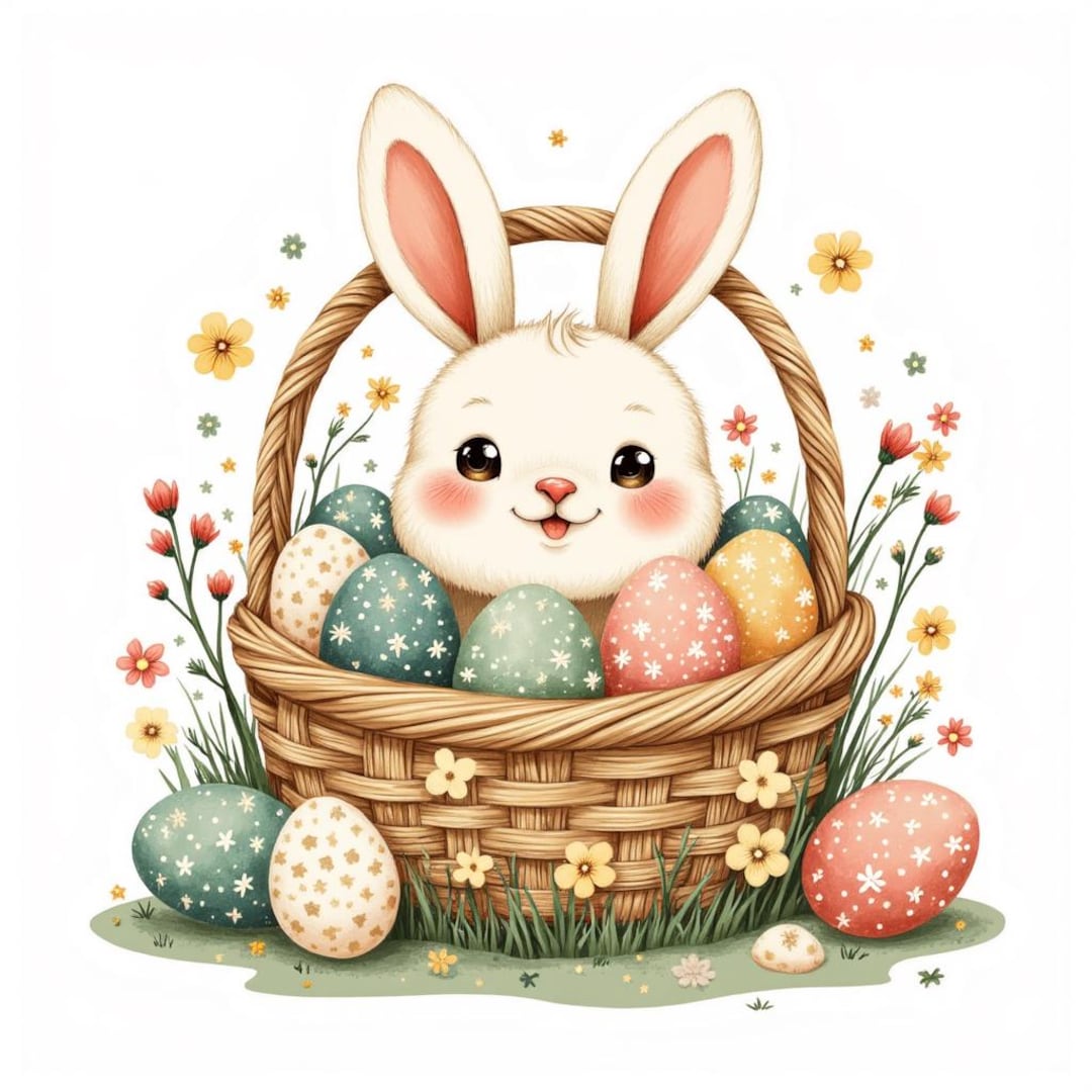 Easter Clip Art & Seamless Patterns Bundle, Bunny Easter PNG, Spring ...