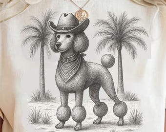 Cowboy Poodle Graphic Tee, Dog Lover Shirt