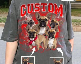 Maglietta personalizzata Bootleg, maglietta personalizzata con ritratto o animale domestico