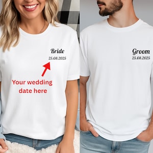 Bride and Groom Shirts, Matching Wedding Shirts, Engagement Gift for Couple, Mr and Mrs Tee | Honeymoon Outfits, Custom Bride & Groom Shirt