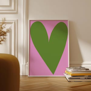 Preppy Heart Print: Green & Pink Y2K Dorm Decor (Digital Download)