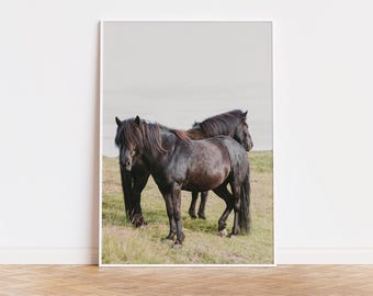 Icelandic Black Horses Art Print: Equestrian Wall Decor (Digital Download)
