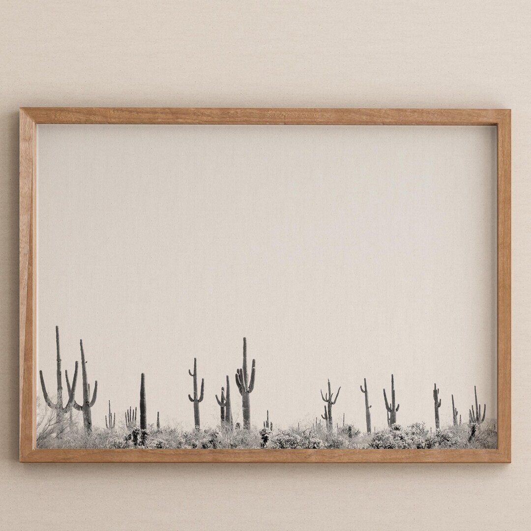 Saguaro Cactus Black and White Photo Print: Minimalist Desert Wall Art ...