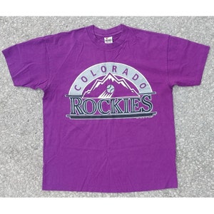 ShopCrystalRags Colorado Rockies, MLB One of A Kind Vintage Tee Shirt with Overall Crystal Design