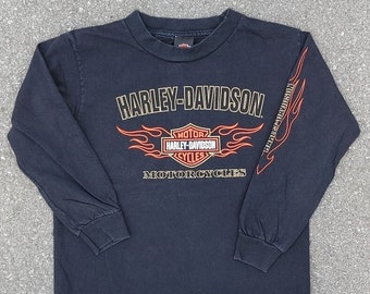 VTG 2000 Harley-Davdson Ras Du Cou Enfant T-shirt À Manches Longues Petite Taille