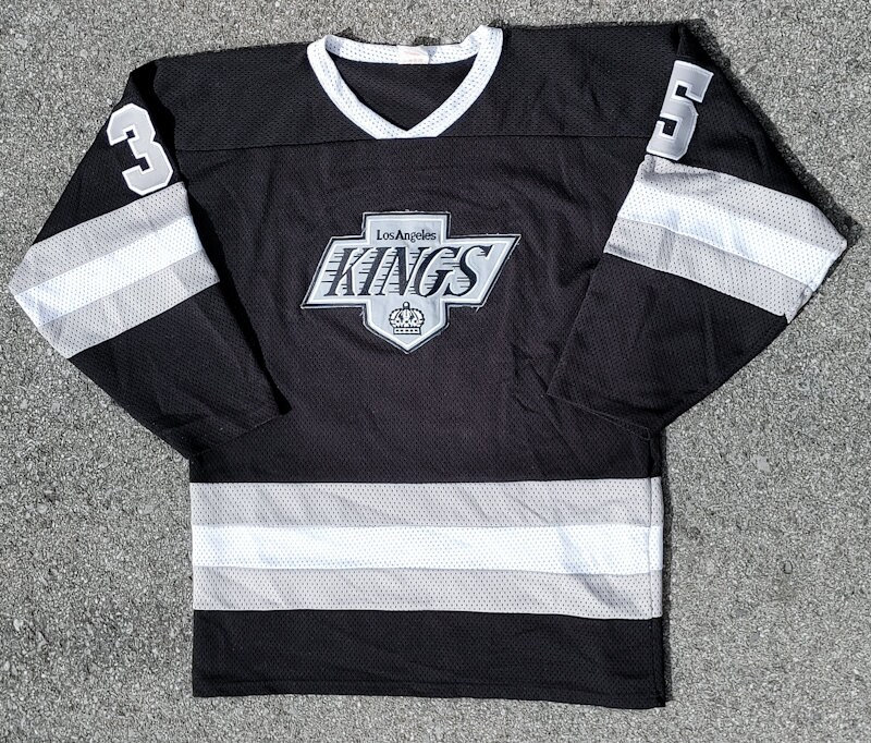 Vtg 1990s NHL Los Angeles Kings #35 Long Sleeve V-Neck Jersey Made in Canada Size (XL)