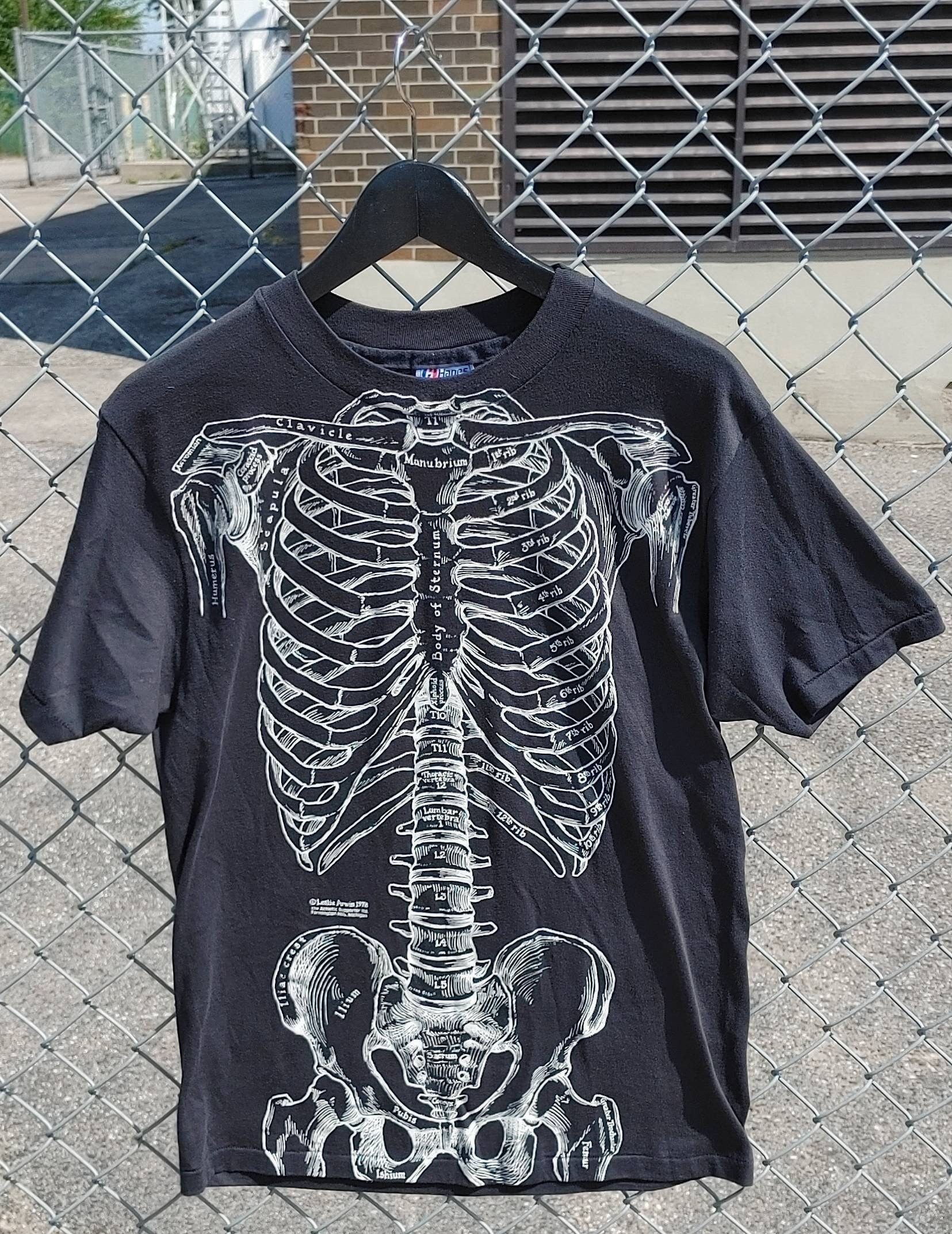 Clothing Unisex Kids Clothing Tops & Tees T-shirts Graphic Tees 70s Rare Leslie Arwin 1978 Skeleton Tshirt Bones Hanes Large Size 