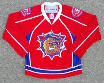 VTG 2000s CCM Reebok Hamilton Bulldogs AHL Youth Kids manches longues Mesh Hockey Jersey Taille (S)