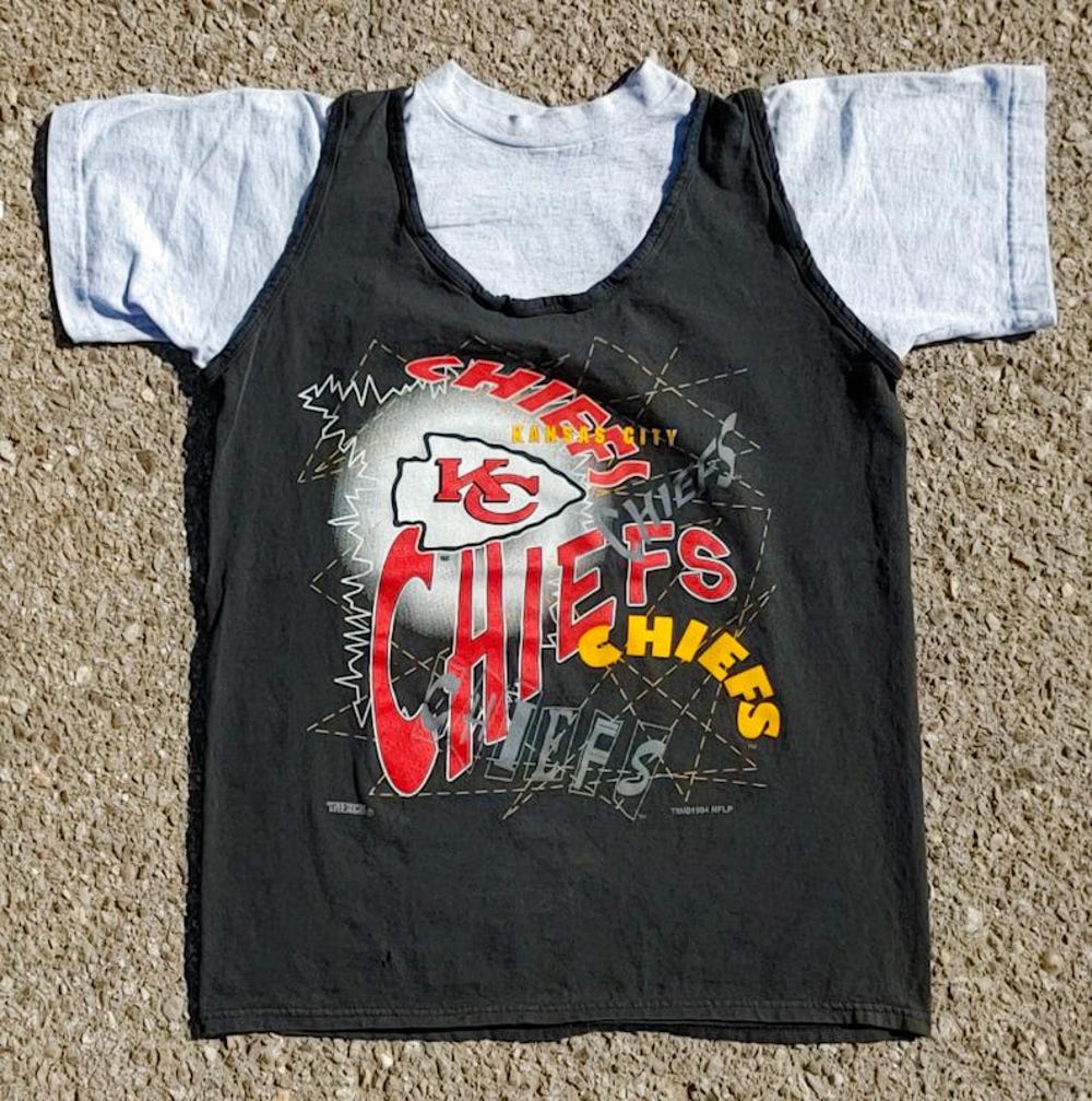 Vtg 1994 Nfl Kansas City Chiefs Trench Ultra Print Tank Top T-Shirt Combo Size (L)