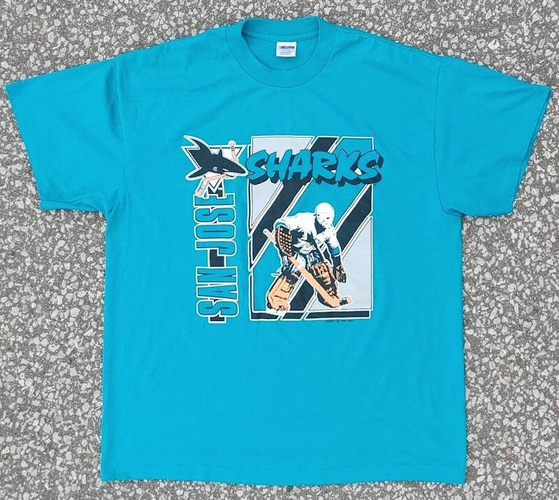 Vintage 00s Stone NHL San Jose Sharks T-Shirt - Medium Cotton