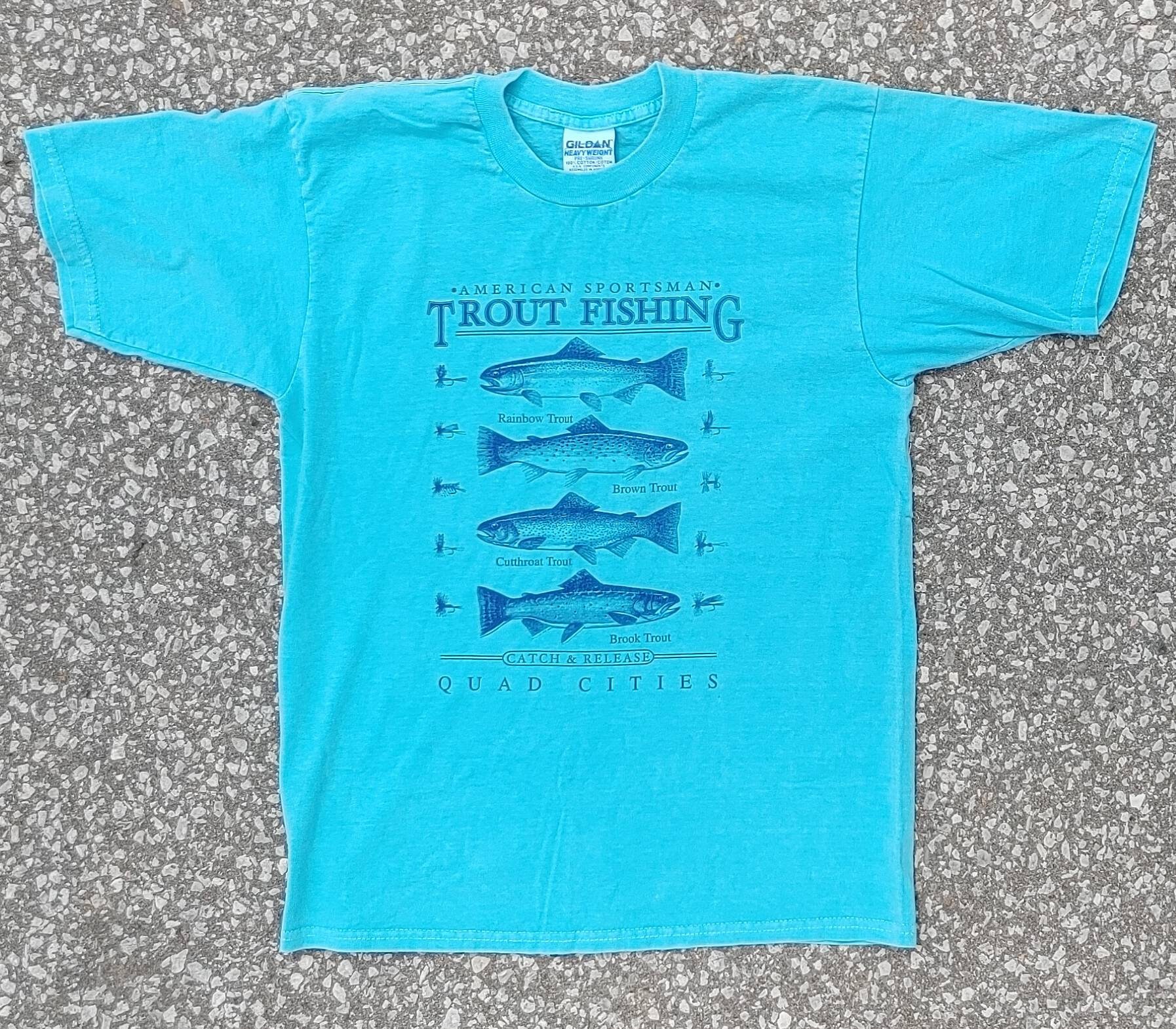 Vintage 90s Trout Fishing Deadstock Graphic T Shirt Medium