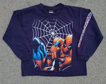 Vtg 2000s Marvel Mad Engine Spider-Man Print Camiseta de manga larga Juventud Niños Tamaño (S) 7