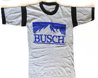 Vtg 1980s Busch Beer Made in USA Single Stitch T-Shirt Size (S)