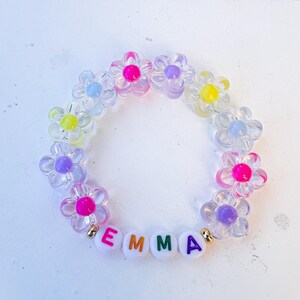 Girls Custom Name Flower Bracelet | Toddler Name Bracelet | Girls Party Favors | Girls Name Bracelet | Gift for Girls | Granddaughter Gift