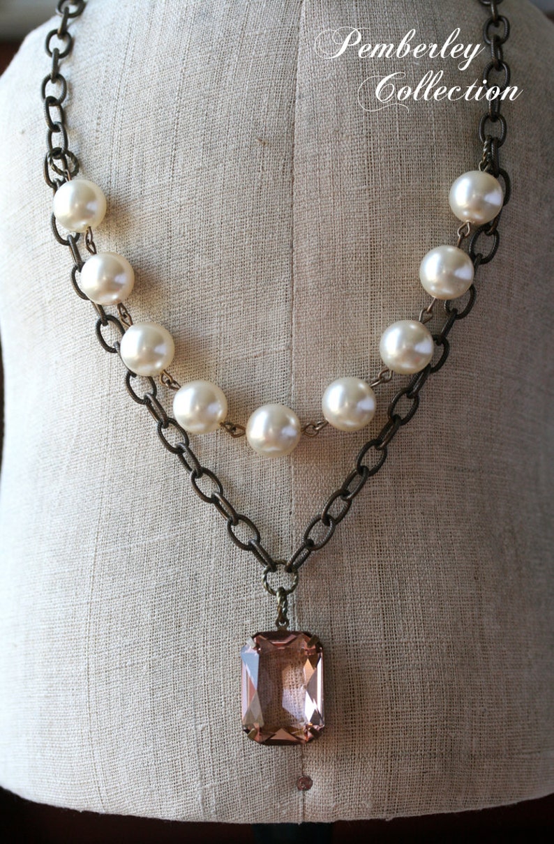 Blush and Ivory Pearl Necklace Wedding Jewelry Faux Pearl Etsy