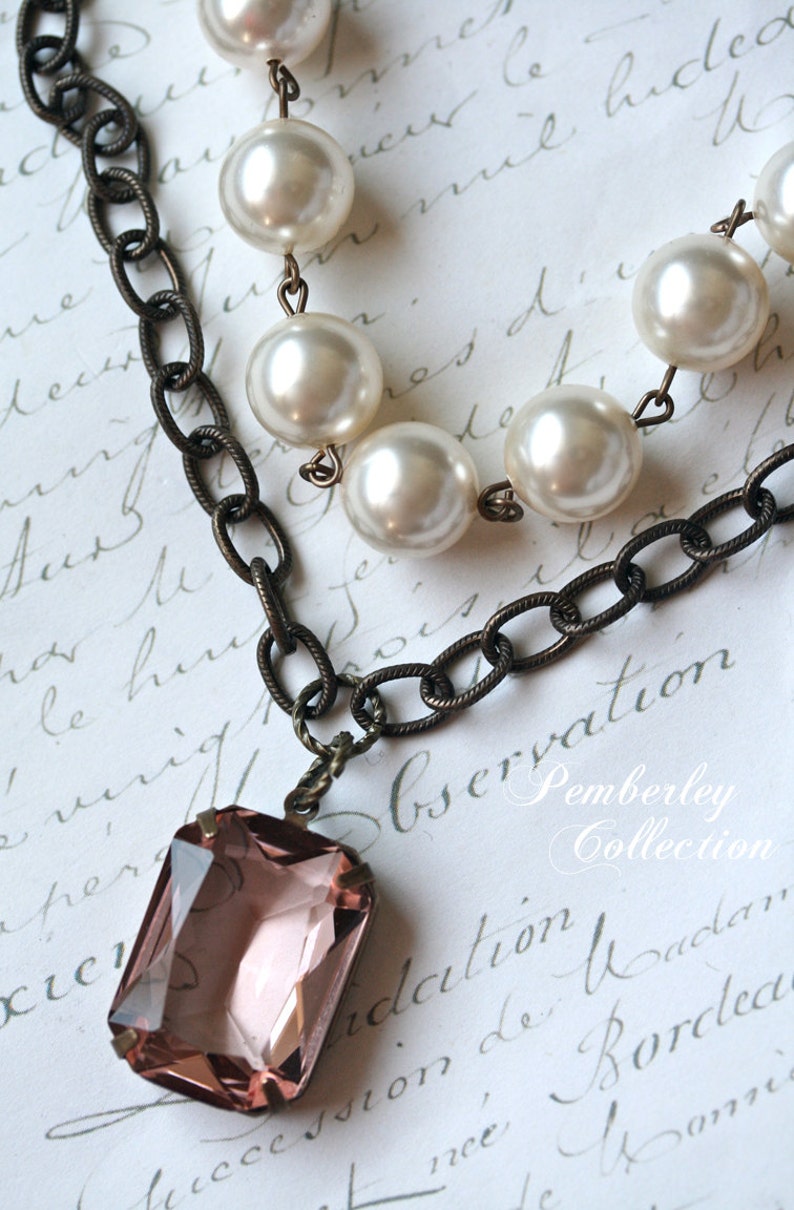 Blush and Ivory Pearl Necklace Wedding Jewelry Faux Pearl Etsy