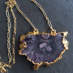 Amethyst Slice 22kt Gold Plated Necklace image 1