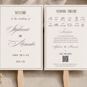 Wedding Program Fan | Digital Canva Template |  Foldable Hand Fan