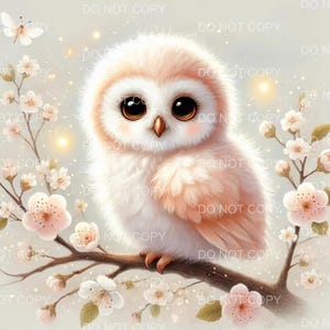Cute Owl Wall Art Print - Woodland Nursery Decor, Baby Animal Kids Room Artwork, Adorable Owl Illustration, Unframed Poster, Animal artwork
