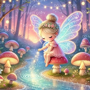 Fairy Wall Art Print - Magical Girls Room Decor, Whimsical Nursery Illustration, Fantasy Fairy Poster, Kids Bedroom Artwork, Nursery Decor
